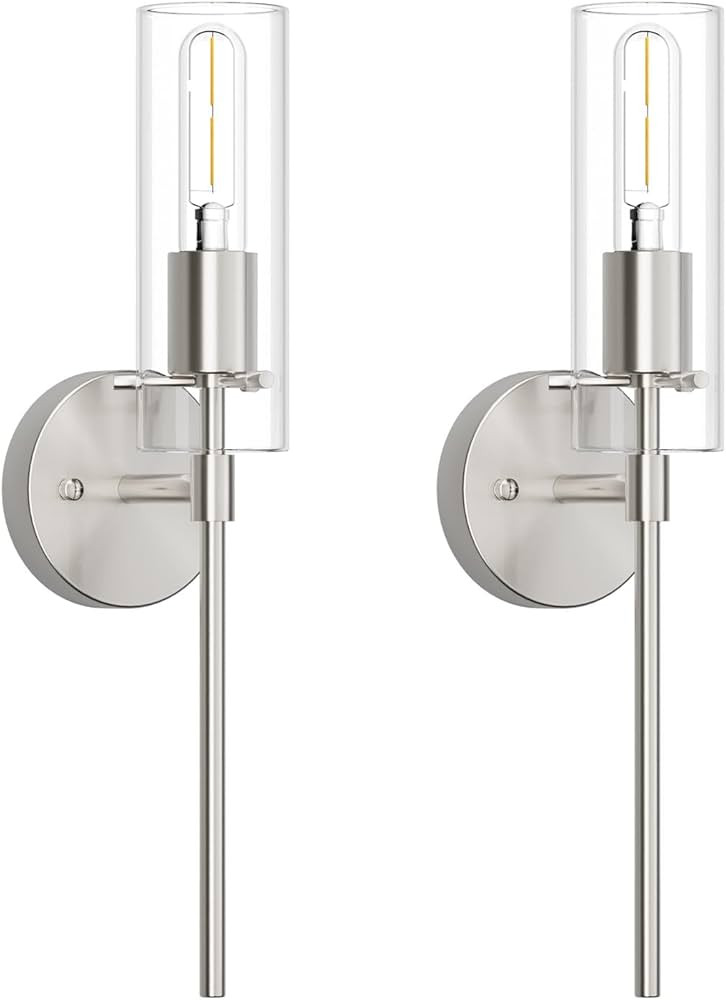 Aoceley Brushed Nickel Wall Sconce Set of 2, Modern Wall Light Industrial Vanity Light Fixture Mo... | Amazon (US)