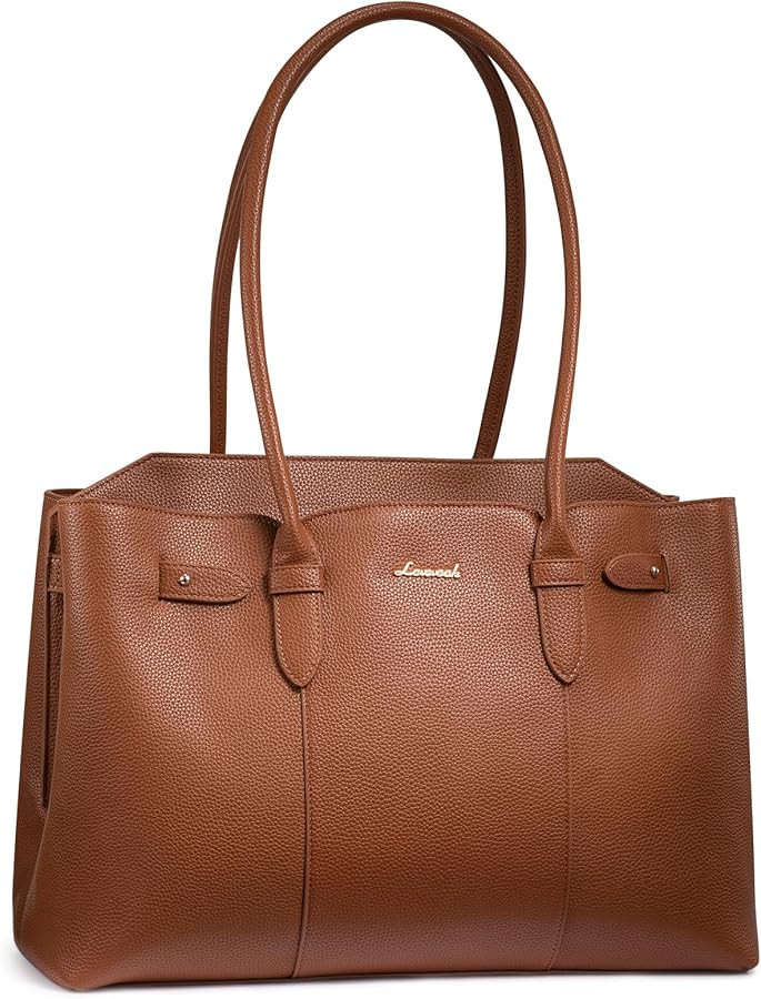 LOVEVOOK Laptop Tote Bag for Women, 15.6 Inch Waterproof Leather Computer Work Purse with Zipper ... | Amazon (US)