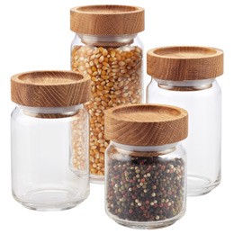 33.8 oz. Artisan Glass Canister Oak Lid | The Container Store