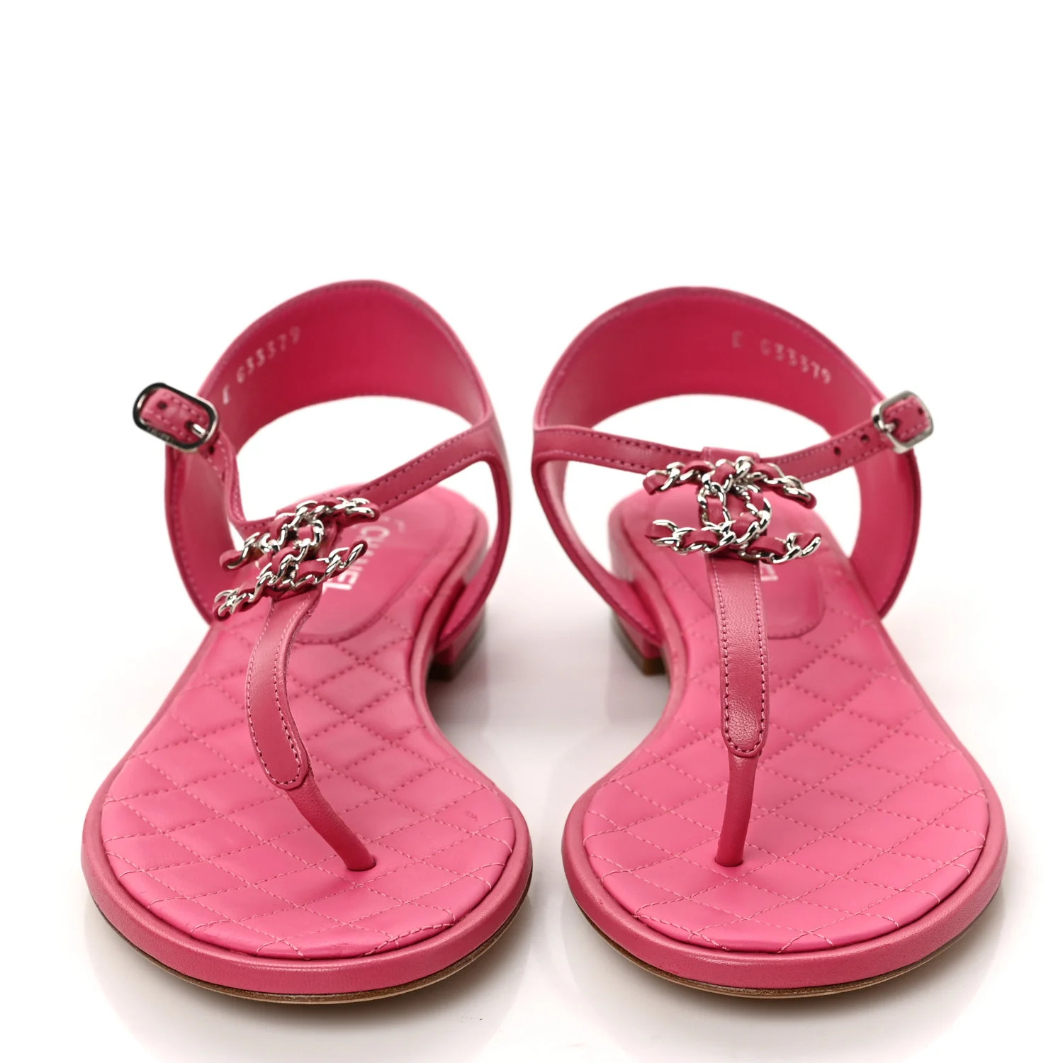 Lambskin CC Logo Thong Flat Sandals 36 Pink | FASHIONPHILE (US)