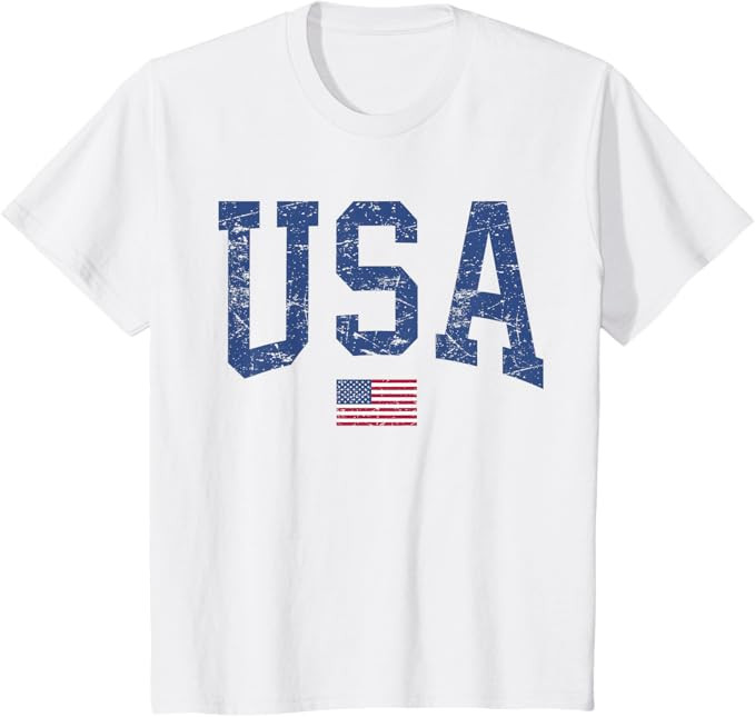 USA Women Men Kids Patriotic American Flag Distressed T-Shirt | Amazon (US)