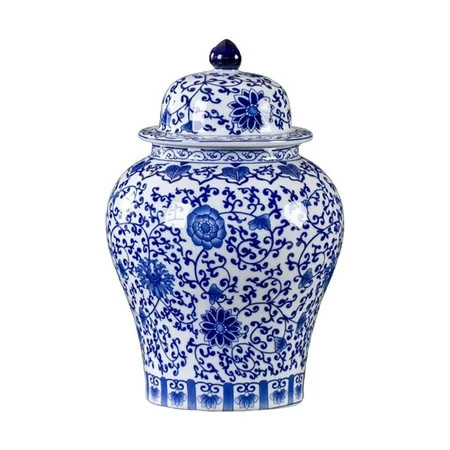 Chinese Ginger Jar with Lid,8.5 Ceramic Ginger Jar w/Lid,Retro Blue and White Porcelain Flowers Ceramic Covered Ja-r Vase,Classic Chinese Porcelain Jars Tea Storage for Home Decor | Walmart (US)