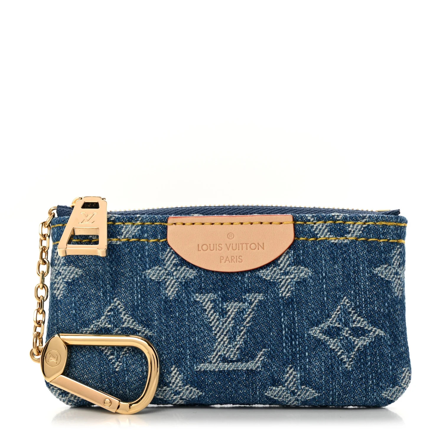 Monogram Denim Key Pouch Denim Blue | FASHIONPHILE (US)