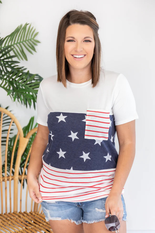 Chic In Stars and Stripes Colorblock Tee FINAL SALE | The Pink Lily Boutique