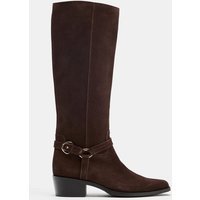 Zara - Suede Tall Boots - Brown - 6½ - Woman | Zara US