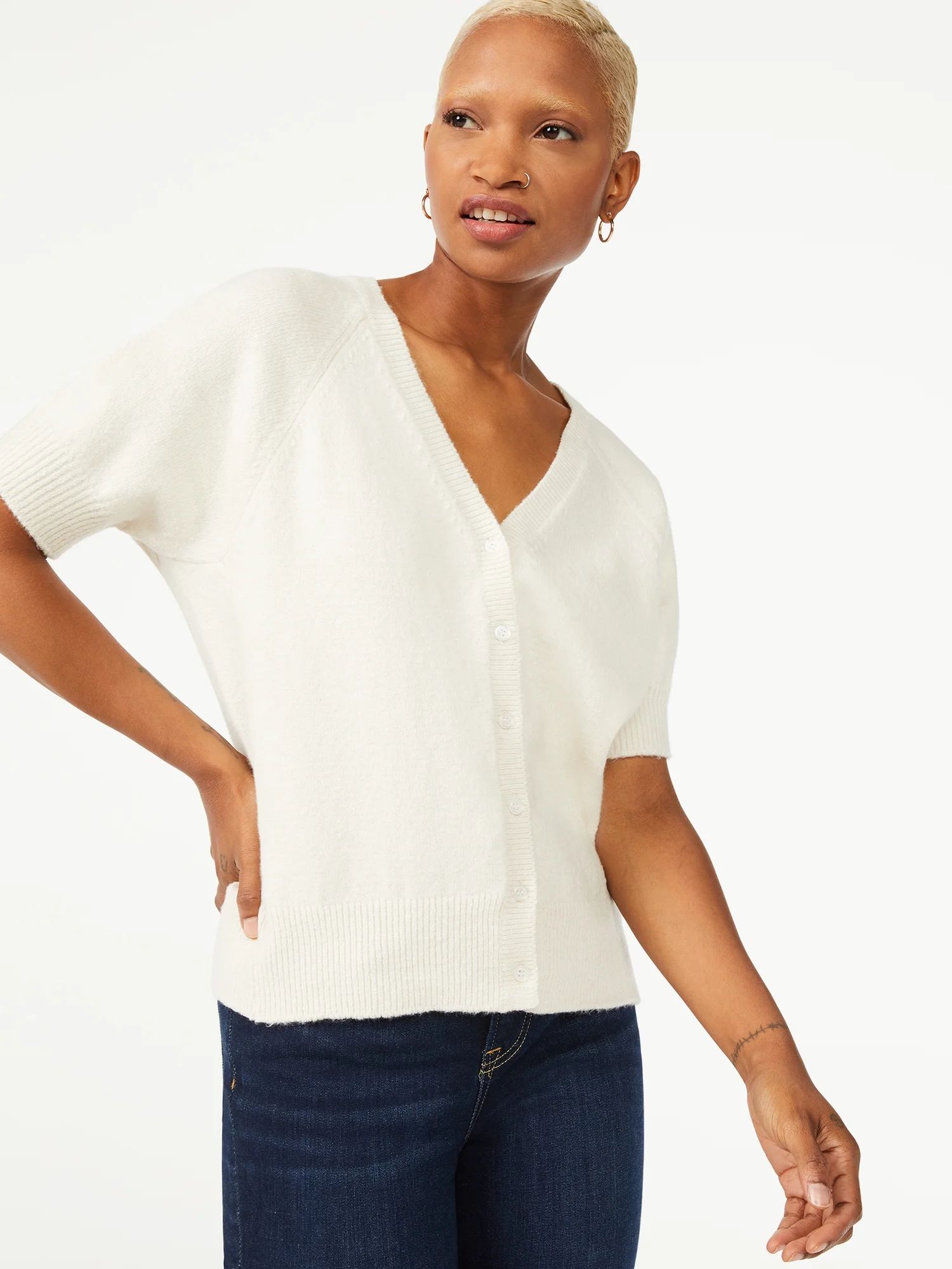 Free Assembly Women's V-Neck Cardigan with Raglan Sleeves | Walmart (US)