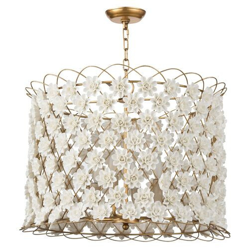 Alice Porcelain Flower Chandelier - White/Gold - Regina Andrew | Ceiling Fixture, Ceiling Light - Statement Piece, Decorative | One Kings Lane
