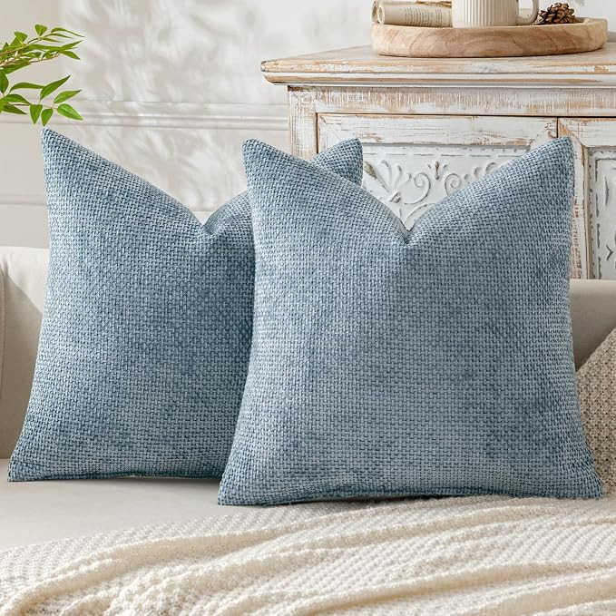 MIULEE Pack of 2 Coastal Blue Throw Pillow Covers 18x18 Inch Summer Modern Boho Accent Decorative... | Amazon (US)