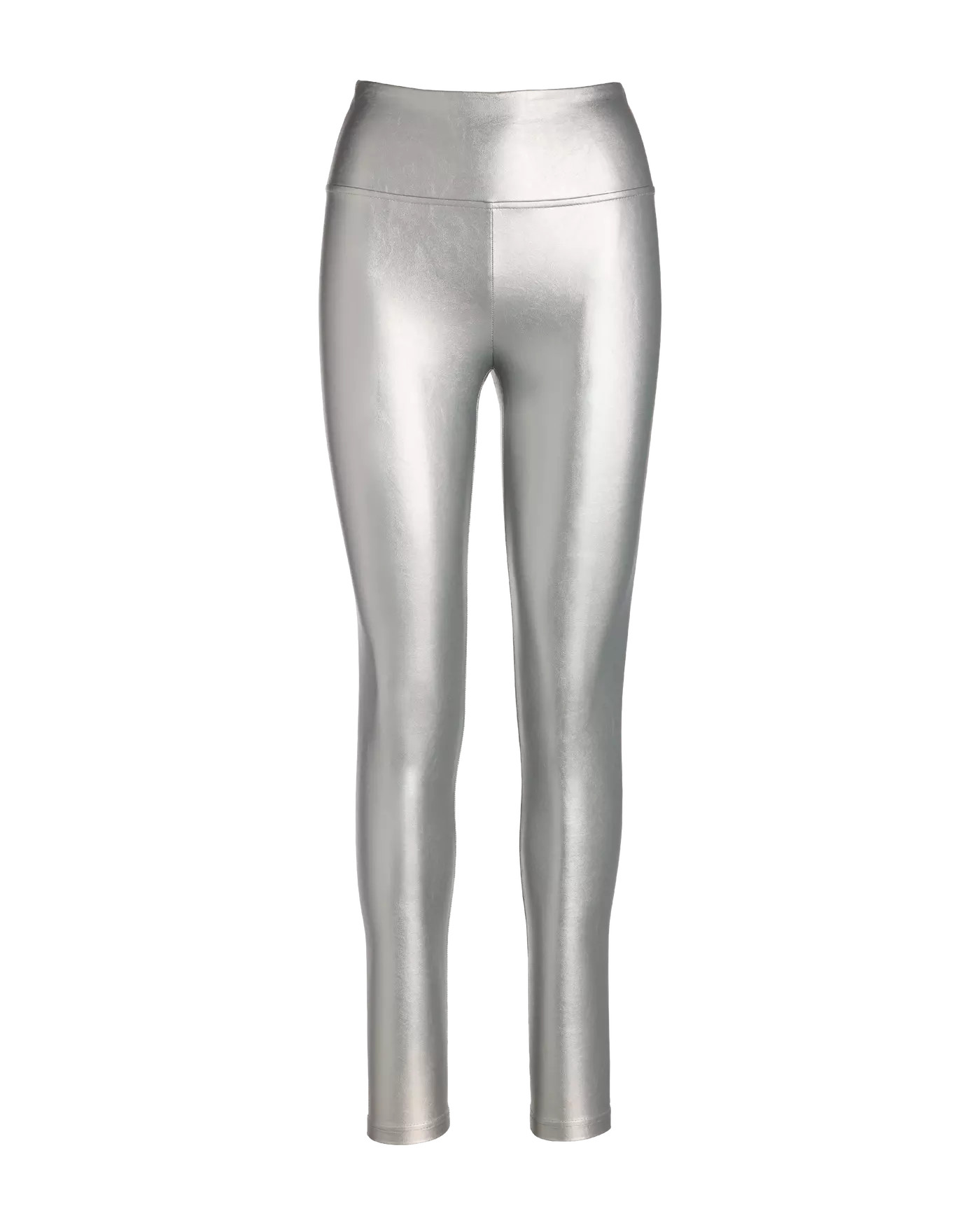 Aspen Faux Leather Pull On Legging - Silver | Boston Proper | Boston Proper