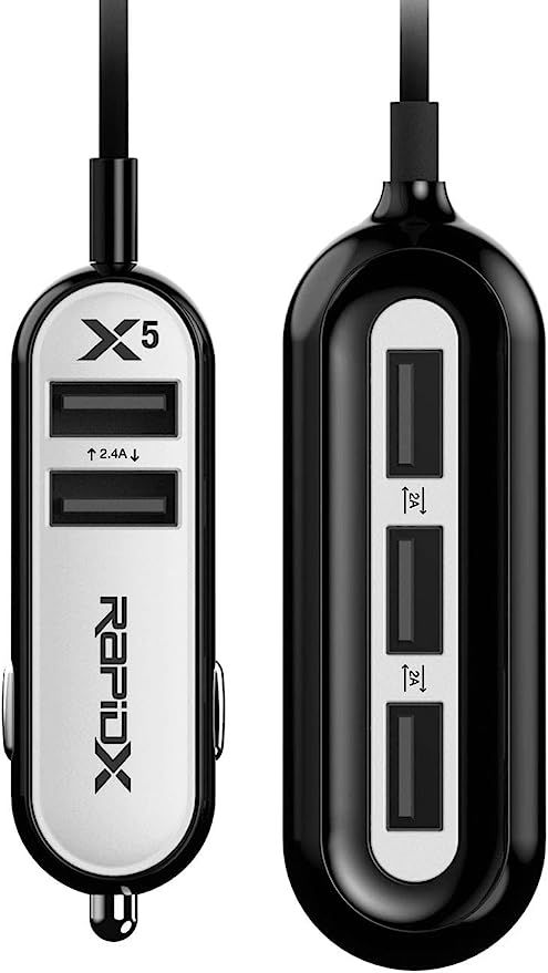 RapidX X5 5 USB Ports Car Charger 22.4A White | Amazon (US)