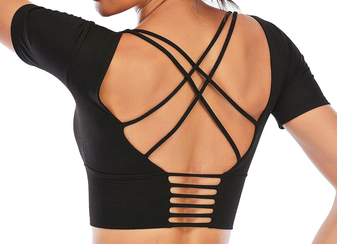 ECUPPER Women Long Sleeve Workout Tops Backless Yoga Gym Shirts Athletic Crop Top with Built in B... | Amazon (US)