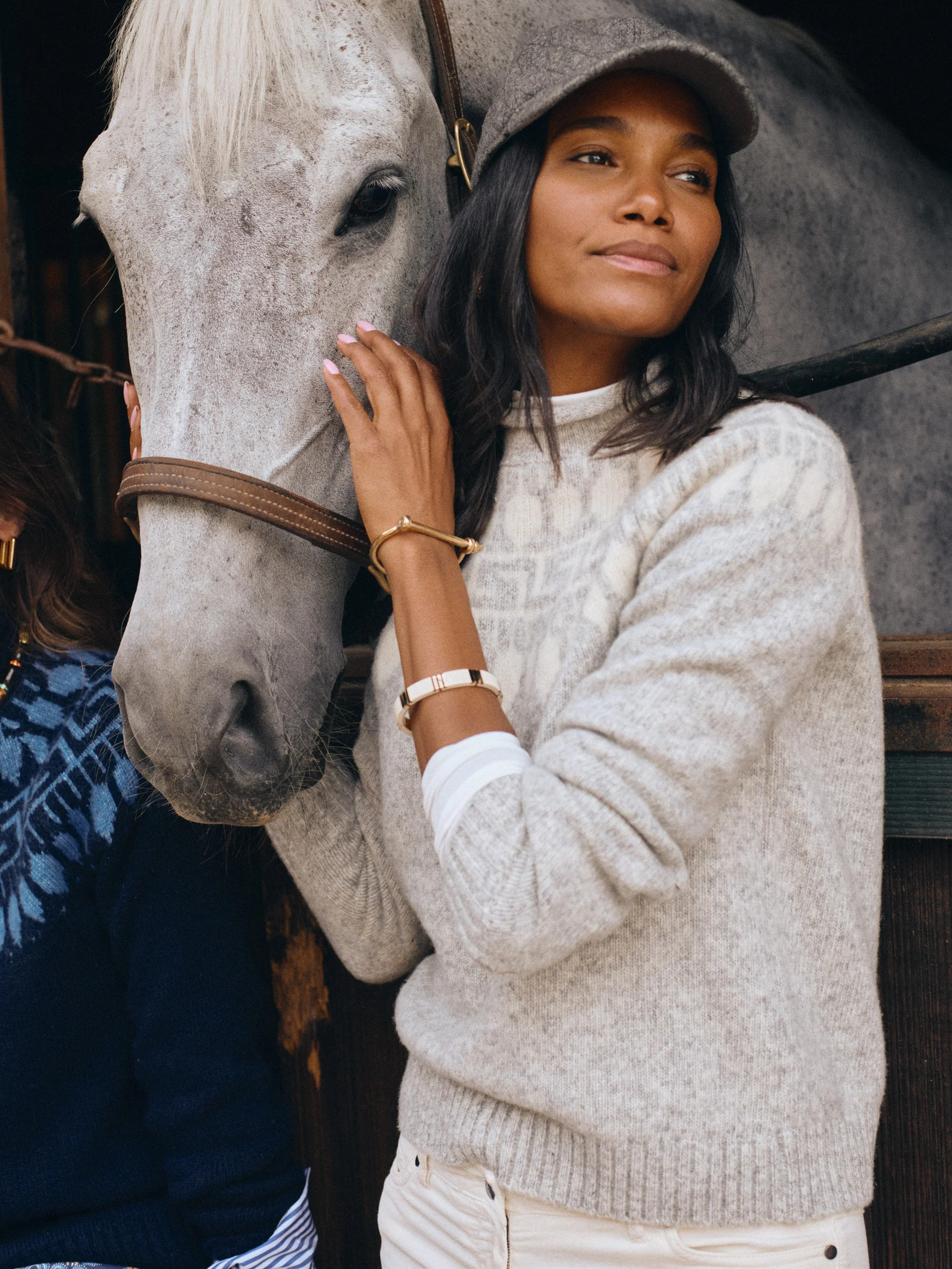 Lt_H_Gray/Off_White Fairisle Jeanette Sweater | Women's Sweaters | J.McLaughlin | J.McLaughlin