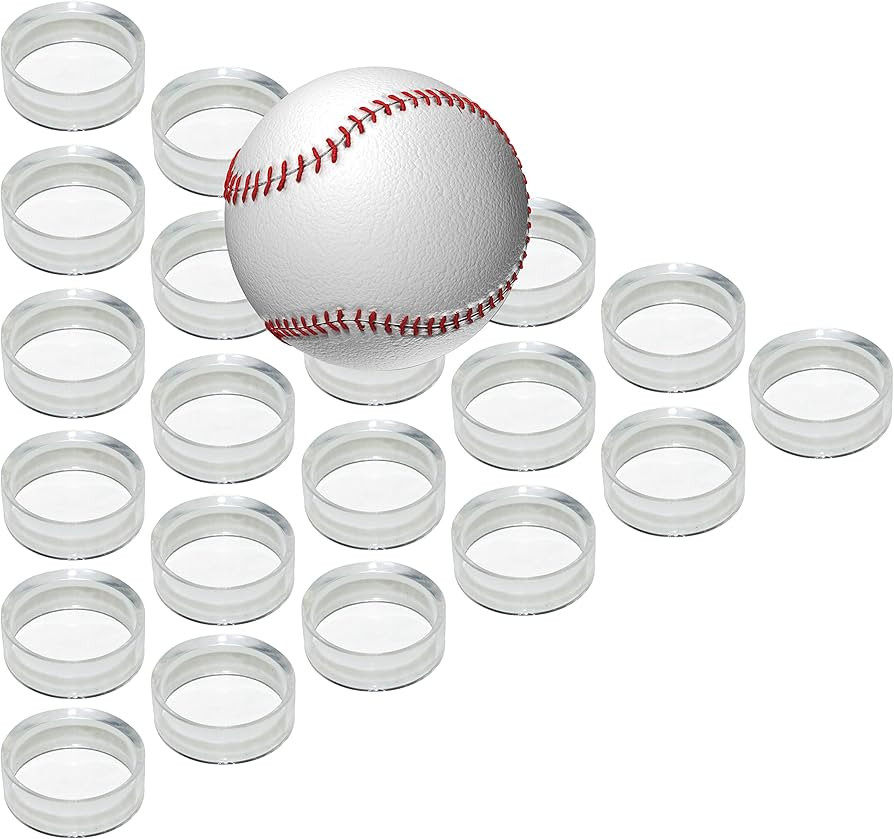 IFAMIO 20 Pcs Round Baseball Stands 1.25 Inch Clear Ring Acrylic Display Holders for Golf Ball, B... | Amazon (US)