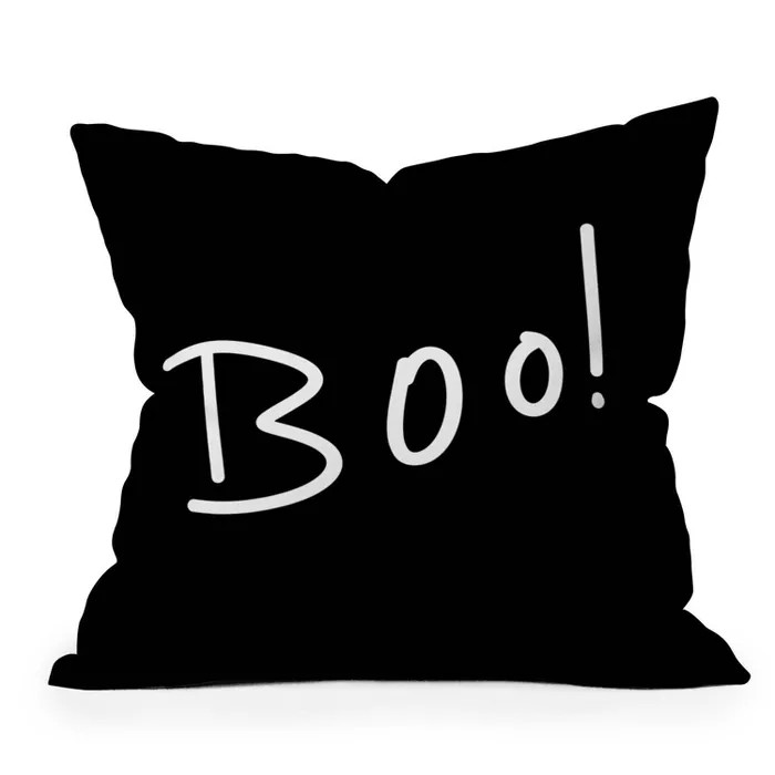 16"x16" Lisa Argyropoulos Halloween Boo Typography Square Throw Pillow Black - Deny Designs | Target