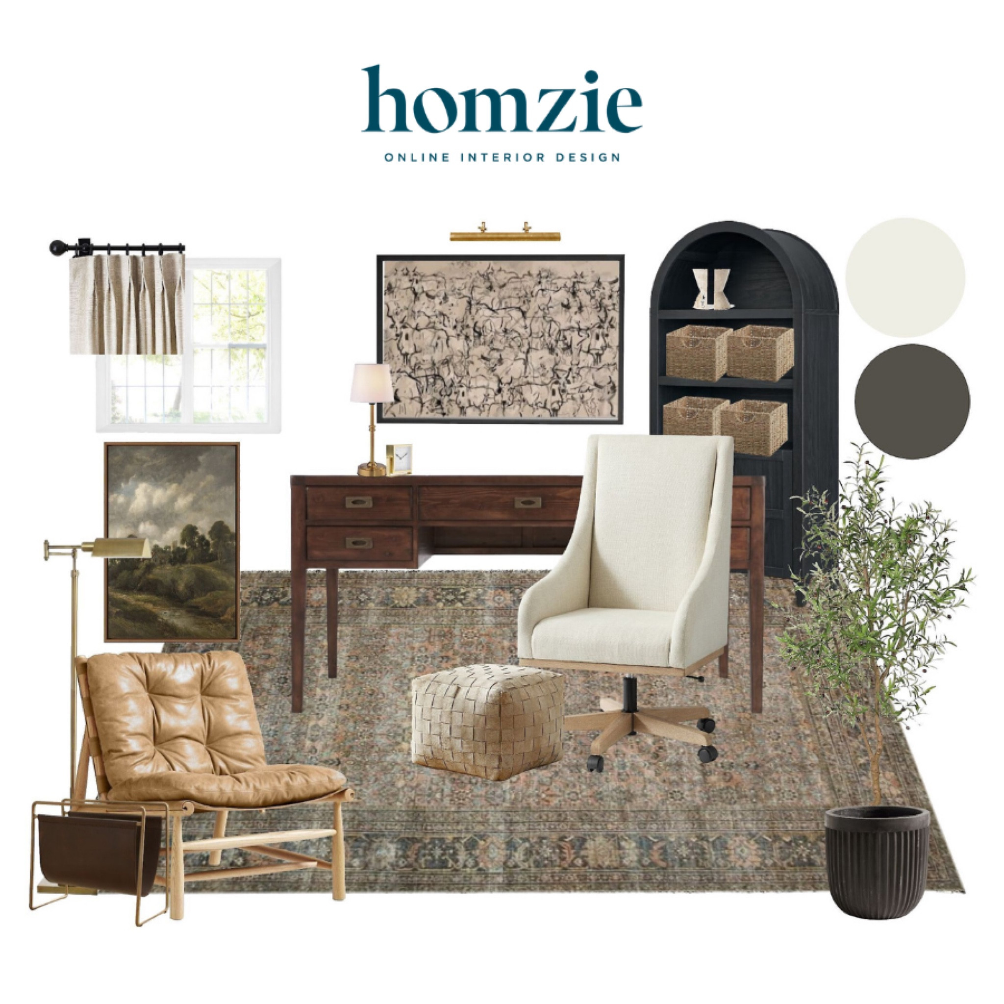 Masculine office, moody office, amber interiors office, desk, desk chair, accent chair, arched cabinet, vintage rug, 

#LTKFindsUnder100 #LTKWorkwear #LTKHome