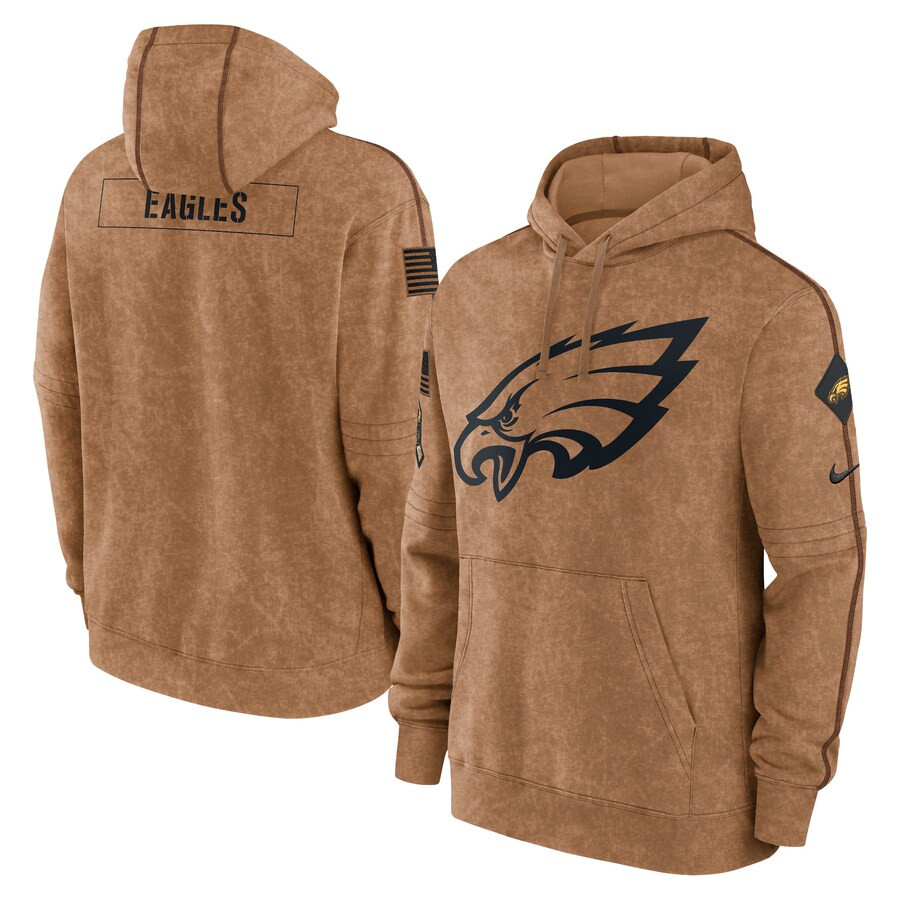 Philadelphia Eagles Nike 2023 Salute To Service Club Pullover Hoodie - Brown | Fanatics