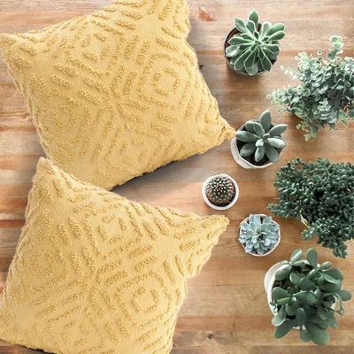 Square 100% Cotton Pillow Cover and Insert Union Rustic Color: Yellow | Wayfair North America