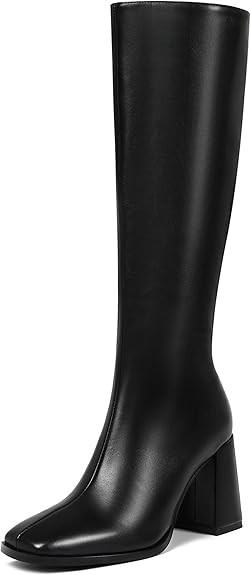 Square Toe Knee High Boots Women Chunky Block Heel Dress Tall Boots for Women High Heel GoGo Long... | Amazon (US)