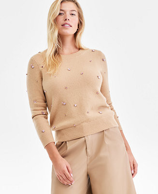 Charter Club Women's 100% Cashmere Embellished Chunky Crewneck Sweaters, Macy's Exclusive - Macy'... | Macy's