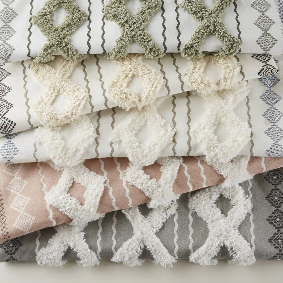 Imani 100% Cotton Printed Boho Single Curtain Panel with Tufted Chenille Stripe and Lining | Wayfair North America