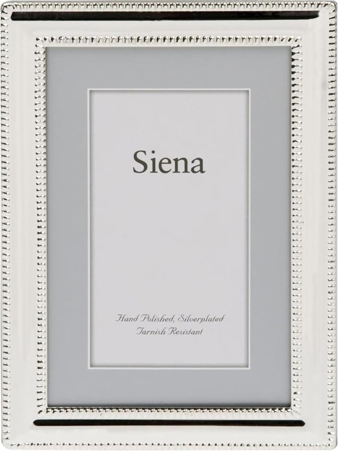 Siena Double Border Bead Silver Picture Frame, Tarnish Resistant Finish, Perfect Photo Frame for any End Table,Credenza, Shelf, Nightstand, Silver 4x6 | Amazon (US)