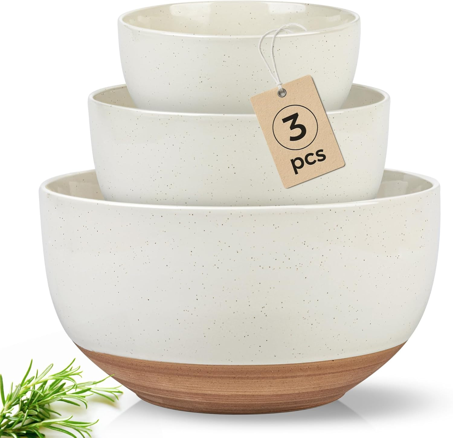 AmorArc Ceramic Mixing Bowls|Nesting Bowls Set of 3 for Kitchen|Stoneware Serving Bowls with Rust... | Amazon (US)