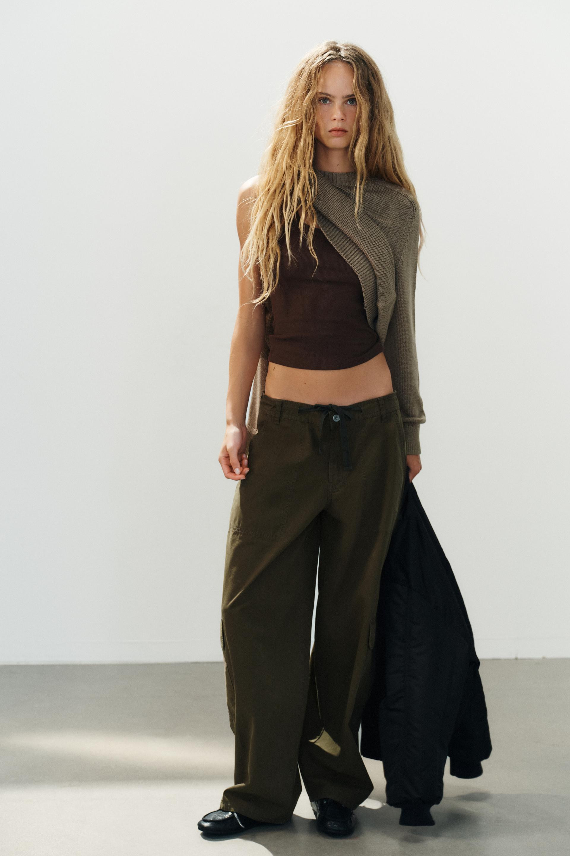 Zara - Printed Oversize Cargo Pants - Red - 32 (Us 14) - Woman | Zara US