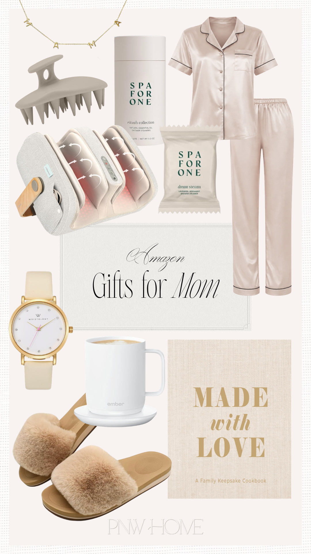 Loving these Mother's Day gift finds from Amazon!

gifts for mom, satin pajamas, satin pjs, neutral pajamas, scalp massager, shower steamers, mama necklace, watch, foot massager, recipe book, recipe keeper, heated mug, coffee mug, fuzzy slippers, slippers, self care, at home spa, gifts for her 

 #LTKmomlife #LTKselfcare #LTKSeasonal