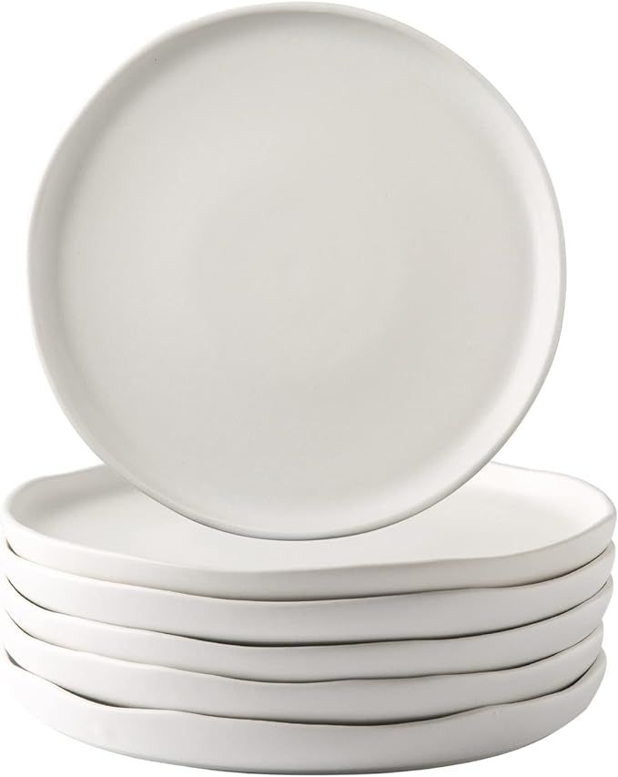 AmorArc Ceramic Dinner Salad Plates Set of 6, Wavy Rim 8.5 Inch Dish Set, The Dessert,Salad, Appe... | Amazon (US)