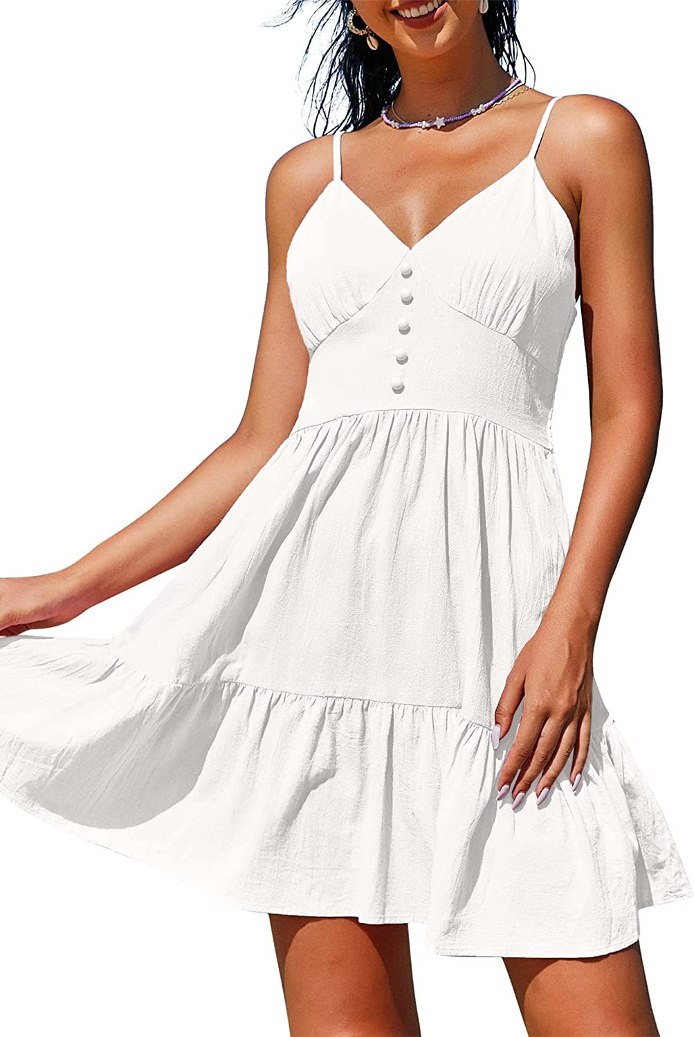 ZAFUL Women's Mini Dress Spaghetti Straps Sleeveless Beach Cami Dress | Amazon (US)