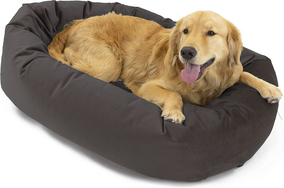 MAJESTIC PET Velvet Bagel Bolster Dog Bed, Coal, Large - Chewy.com | Chewy.com