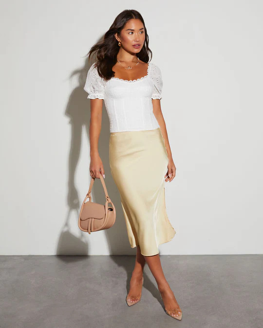 Hazel Eyelet Short Sleeve Top | VICI