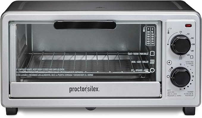 Proctor Silex 4 Slice Countertop Toaster Oven, Multi-Function with Bake, Toast and Broiler, 1100 ... | Amazon (US)