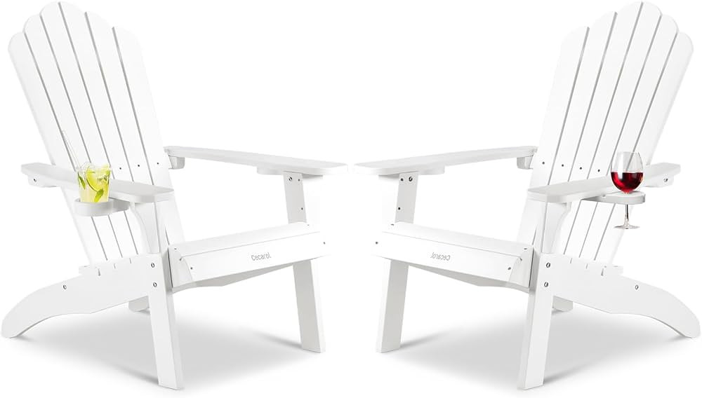 Cecarol Adirondack Chairs Set of 2, Outdoor Fire Pit Chair with Cup Holder, Adirondack Patio Chai... | Amazon (US)