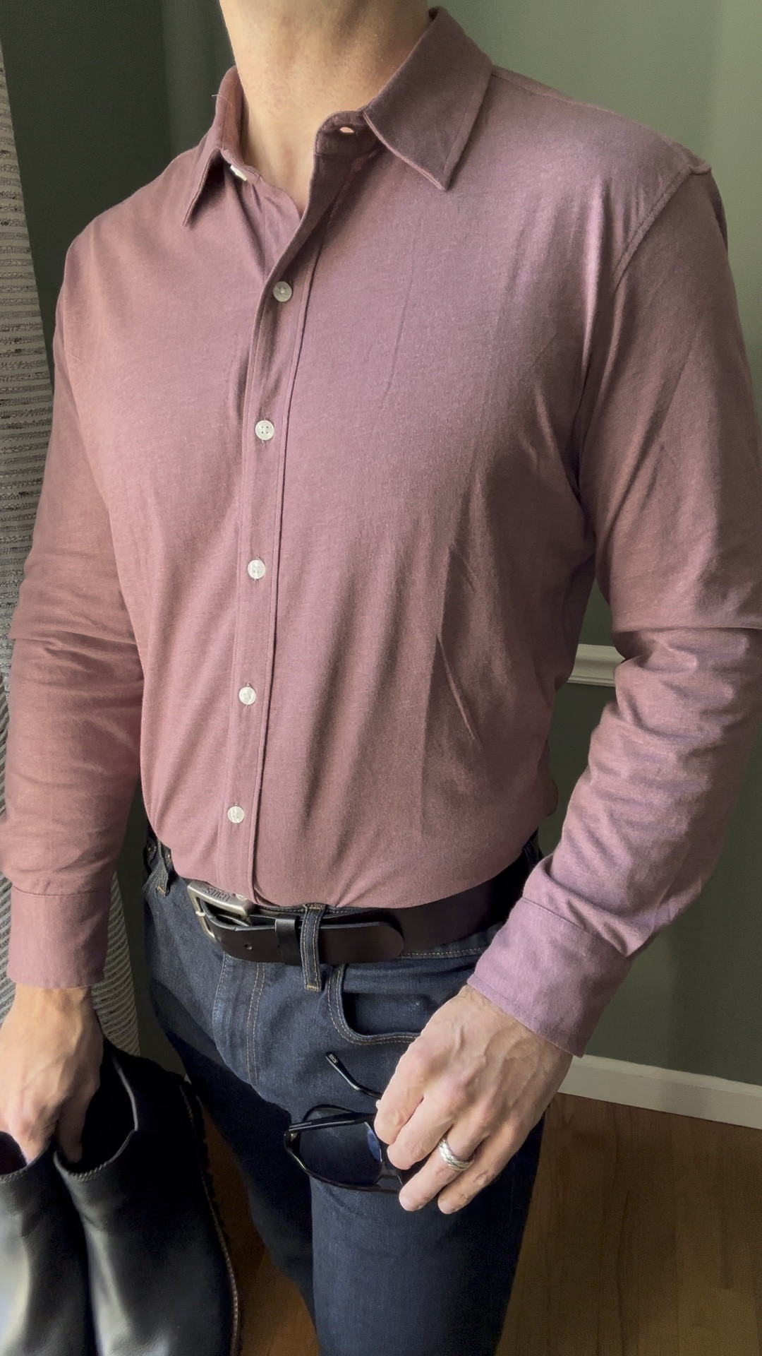 This shirt is jersey material (soft like a t shirt) but dressed up enough that you can wear it to the office, zoom calls, date nite, etc. On sale now, fire when ready. #mensstyle #mensshirts #mensfashion

#LTKsalealert #LTKover40 #LTKmens