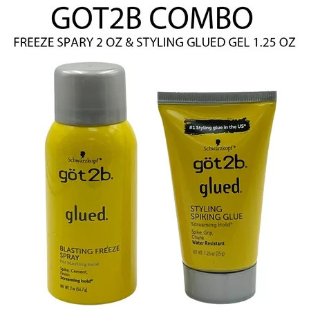 Got2b Glued Blasting Freeze Hairspray 2 Oz & Got2b Glued Styling Spiking Hair Gel 1.25 Oz ( Combo Pack ) | Walmart (US)