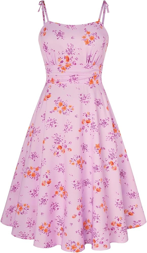 Belle Poque 2026 Summer Dress for Women Spaghetti Strap Flowy Midi Beach Sundress Vintage Wedding... | Amazon (US)