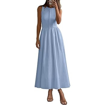 PRETTYGARDEN Women Maxi Dresses 2025 Summer Casual Sleeveless Patchwork Knit Tank Dress Flowy Bea... | Amazon (US)