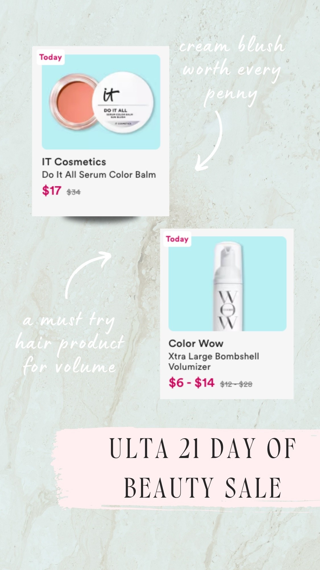 For today only, you can get the it cosmetics cream blush and Color Wow volumizer for 50% off! I highly recommend getting your hands on these products! They are worth trying out 😍

#LTKSeasonal #LTKBeauty