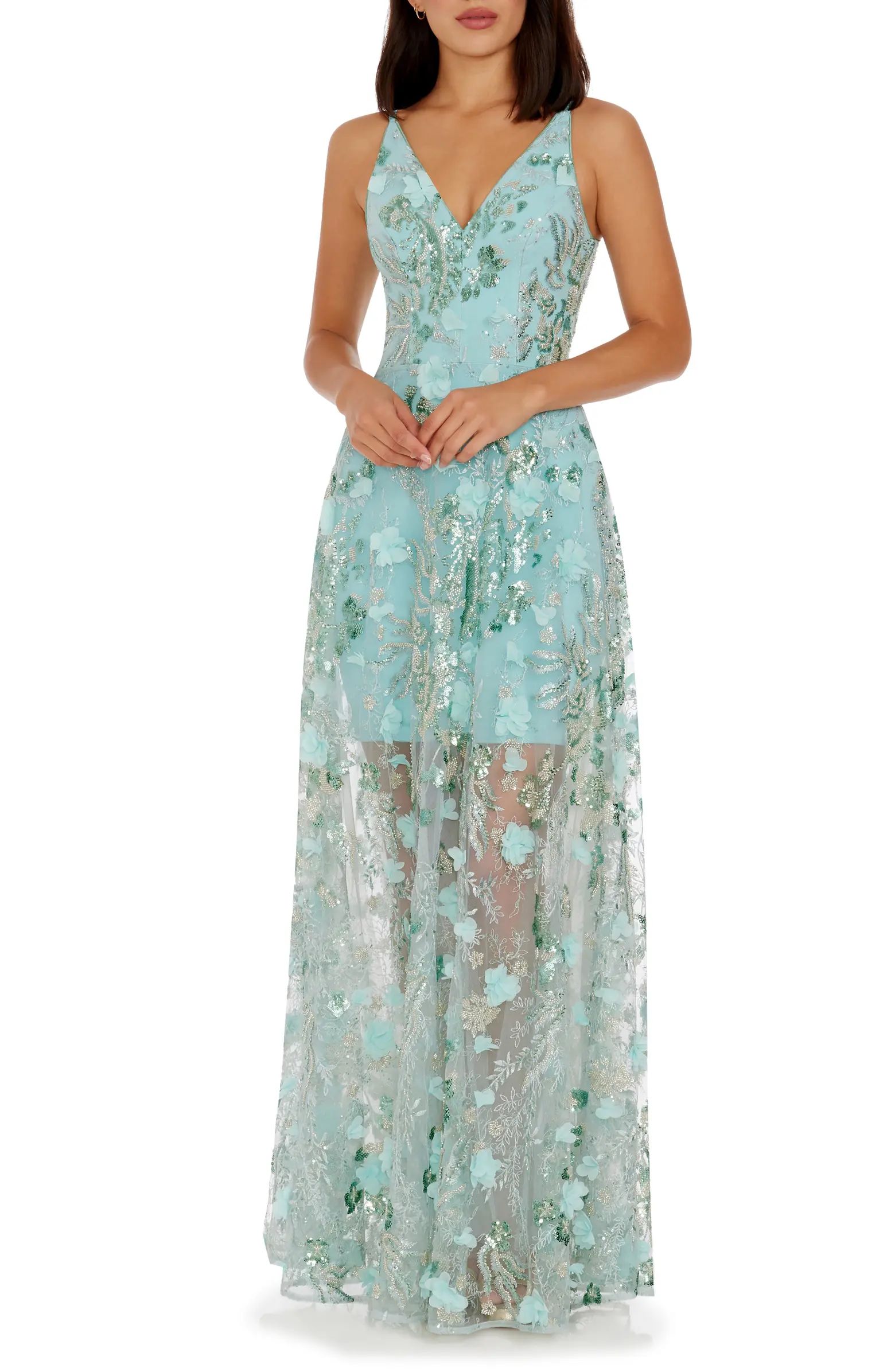 Dress the Population Sidney Beaded Floral Appliqué Gown | Nordstrom | Nordstrom