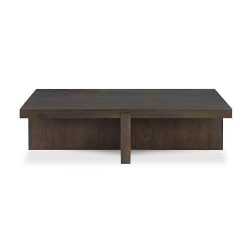 Kaida Coffee Table, Solid Oak Wood, Rectangular Shape, Dado Joinery, Dark Brown Finish | Amazon (US)