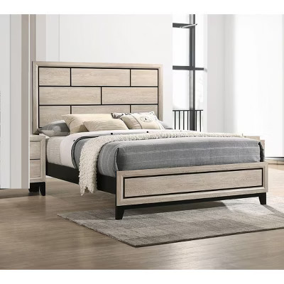 Okak Queen Size Cotemporary Platform Bed Frame Panel Low-profile Bed with Geometric Design Headboard Strong Wood Slats Easy to Assemble, Gray | Target