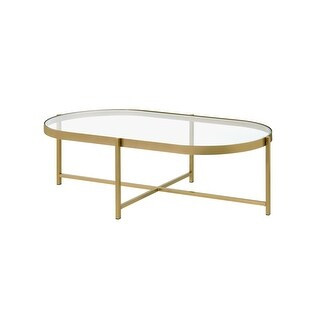 Oval Coffee Table with Glass Table Top - Overstock - 35312848 | Bed Bath & Beyond