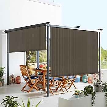 Outdoor Shade Blinds Patio Roll Up Blackout Shades Exterior Roller Privacy Screen for Pergola Bal... | Amazon (US)