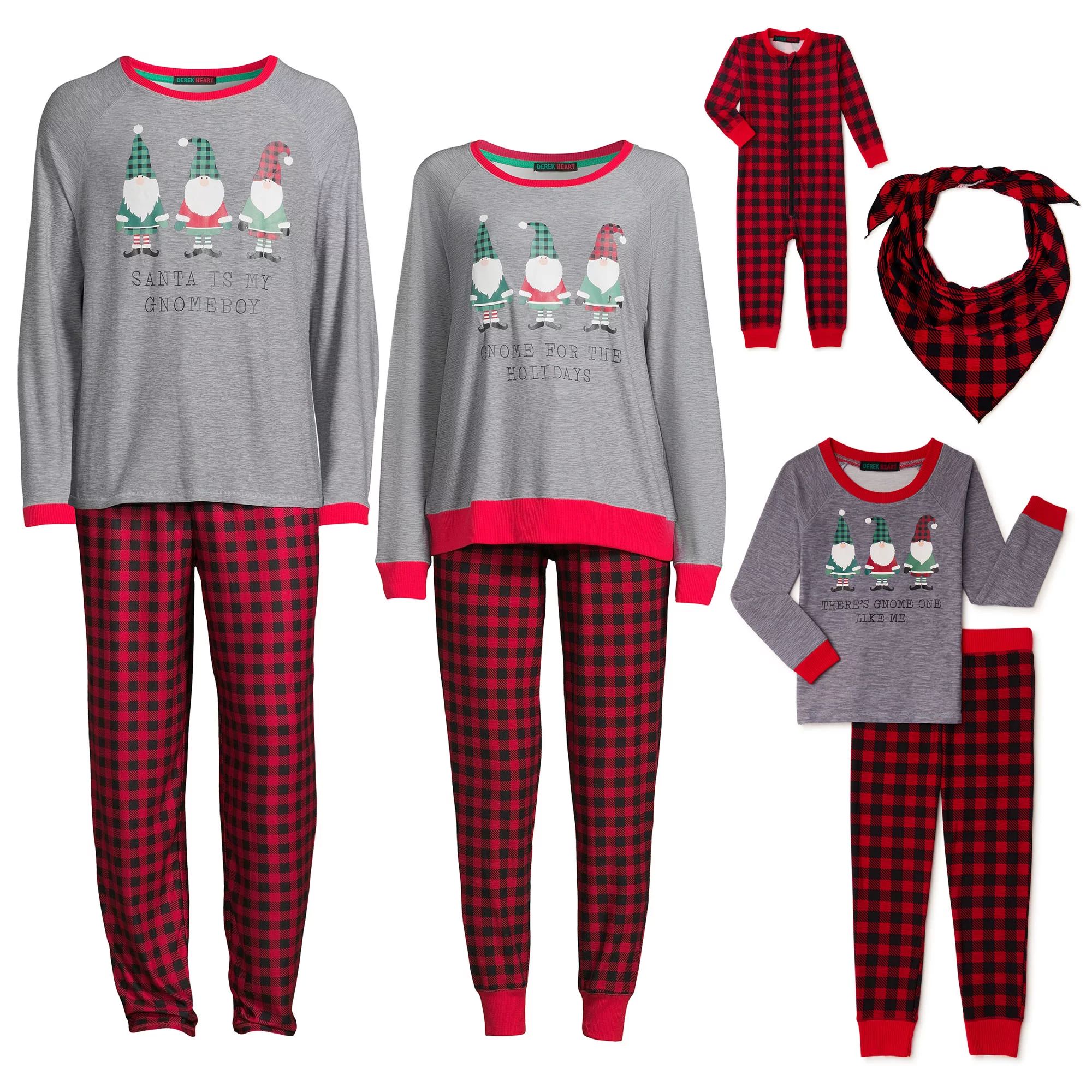 Derek Heart Gnome Holiday Matching Family Adult Men's Pajamas, 2-Piece, Sizes S-2XL - Walmart.com | Walmart (US)