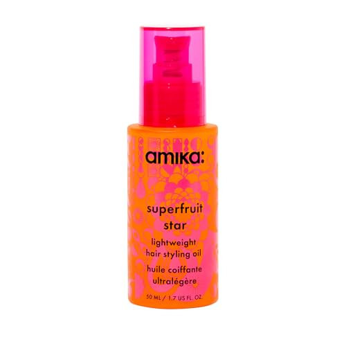 amika superfruit star lightweight hair styling + heat defense oil, 1.7oz | heat protection, strengthen + reduce breakage, smooth frizz, add glossy shine | Amazon (US)