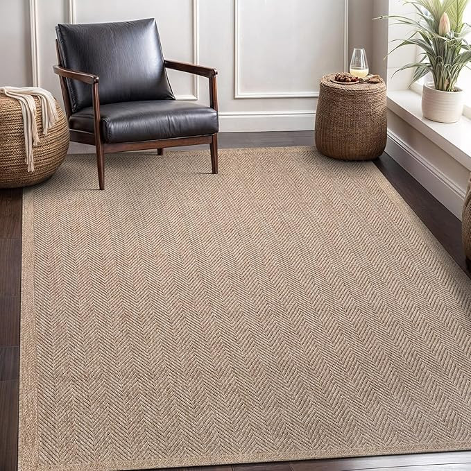Easy Jute Rug 8x10, Indoor Outdoor Natural Color Fiber Area Rugs for Living Room and Patio Rug He... | Amazon (US)