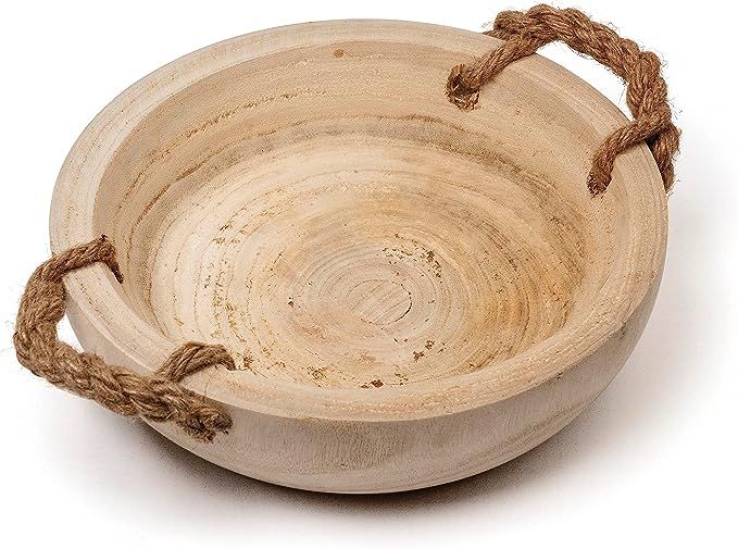 Paremmin Decorative Wooden Bowl 9.25inch Paulownia Wooden Bowl Coffee Table Décor Hand Carved Ru... | Amazon (US)