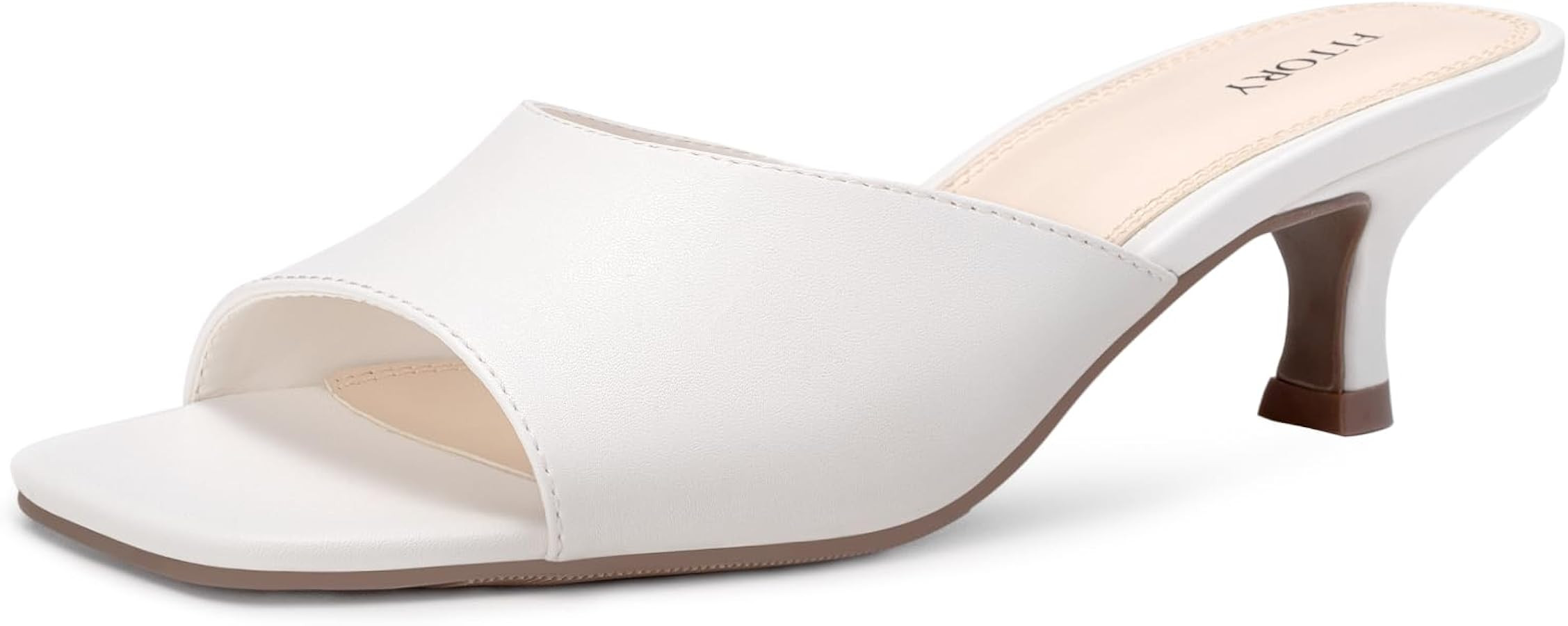 FITORY Womens Kitten Heel Sandals, Square Open Toe Slides with Elastic Strap, Slip-on Dressy Shoe... | Amazon (US)