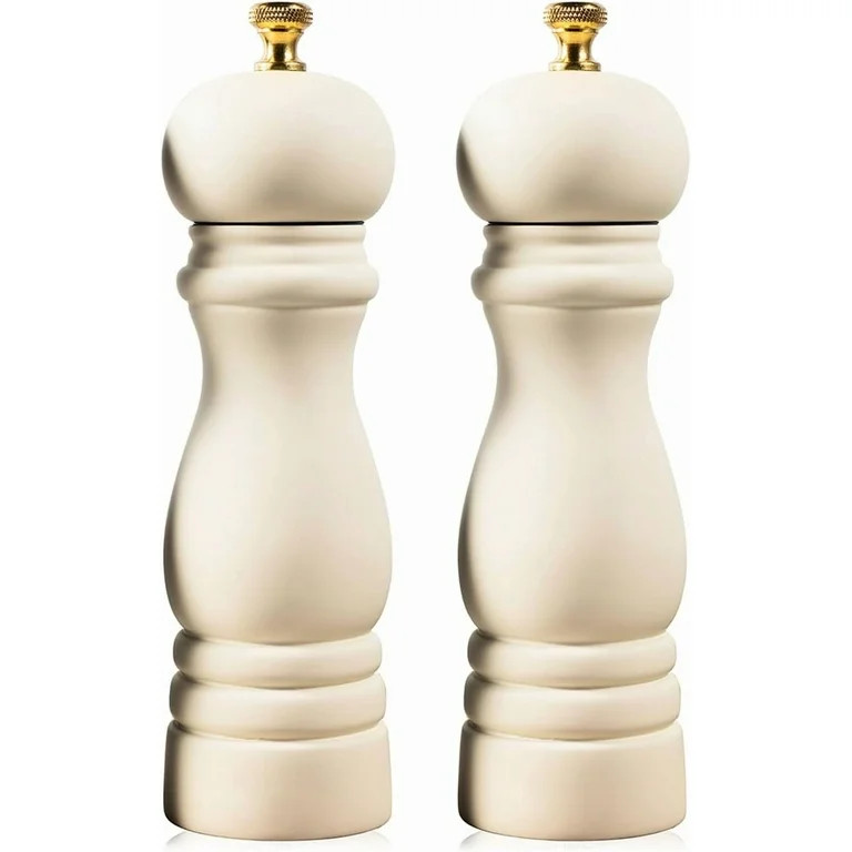Salt and Pepper Grinder Wooden Pepper Mill Grinder White Salt Pepper Shakers Set of 2 with Adjust... | Walmart (US)